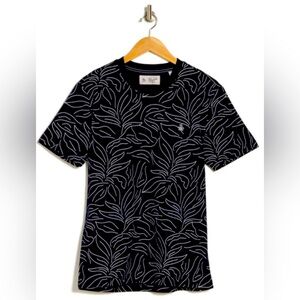 Original Penguin Navy and White Leaf Print Tee
